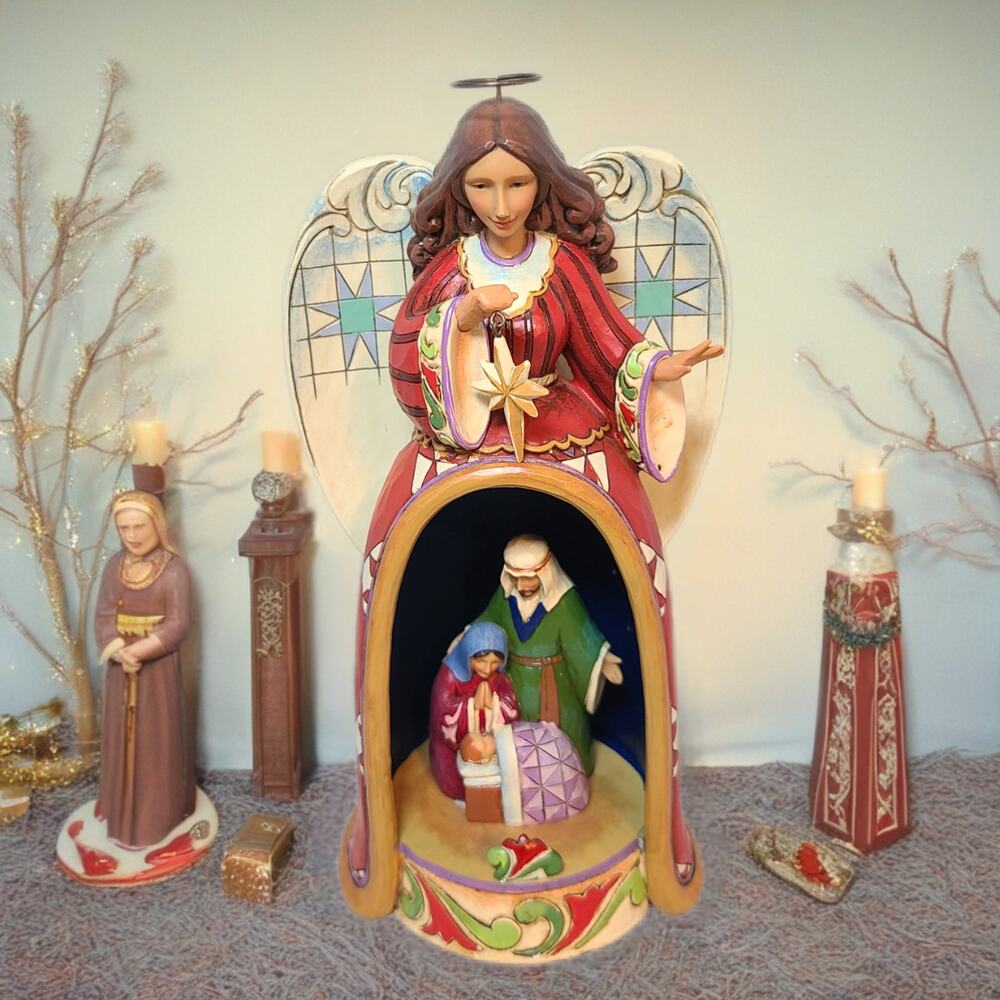 Jim Shore Angel Nativity Figurine Light Up Rotating Christmas Decor